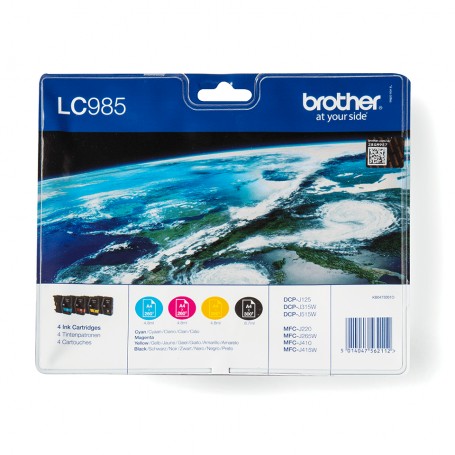 Brother LC-985VALBP cartuccia d'inchiostro 4 pz Originale Nero, Ciano, Magenta, Giallo (LC985VALBP)