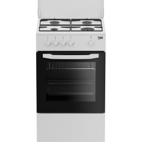 Beko Cucina CSG42009DW, (LxDxA) 50x50x85, Bianca, Forno a gas + grill, piano cottura a gas 4 zone, Coperchio in metallo