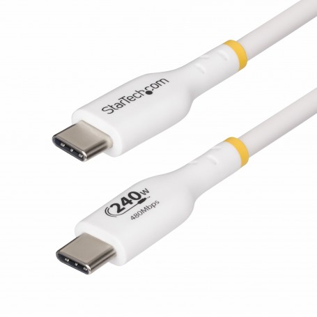 StarTech.com Cavo di ricarica USB-C Bianco da 1m, cavo USB C certificato USB-IF, 240W PD EPR, cavo di ricarica USB 2.0 Tipo-C pe