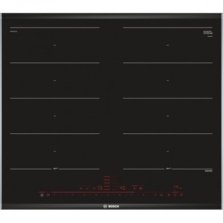 Bosch PXX675DC1E piano cottura Nero, Acciaio inossidabile Da incasso Piano cottura a induzione 4 Fornello(i) (PXX675DC1E)
