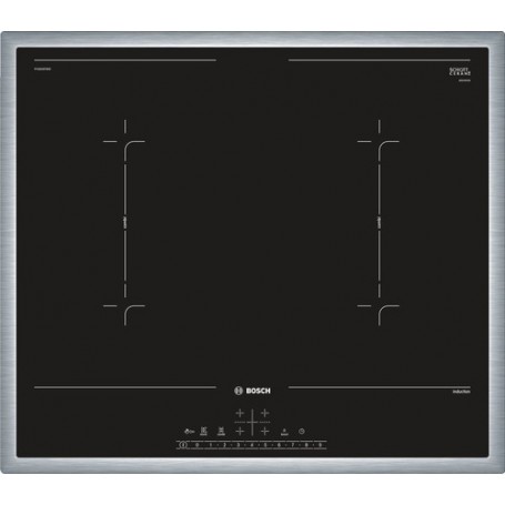 Bosch Serie 6 PVQ645FB5E piano cottura Nero, Acciaio inossidabile Da incasso Piano cottura a induzione 4 Fornello(i (PVQ645FB5E)
