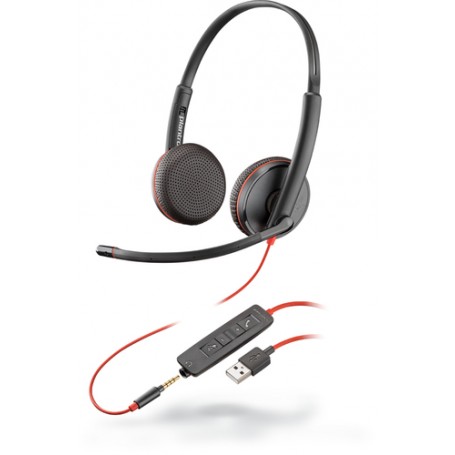 POLY Blackwire C3225 Cuffia Padiglione auricolare Connettore 3.5 mm USB tipo A Nero (209747-201)