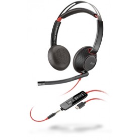 POLY Blackwire 5220 Cuffia Padiglione auricolare Connettore 3.5 mm USB tipo-C Nero, Rosso (207586-03)