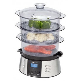 Clatronic DG 3547 pentola a vapore 3 cestello/i 800 W Nero, Acciaio inossidabile (283044)