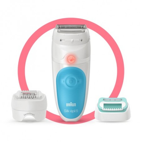 Braun Silk-épil 5 Wet&Dry 81706331 epilatore 28 pinzette Bianco, Turchese (81706331)