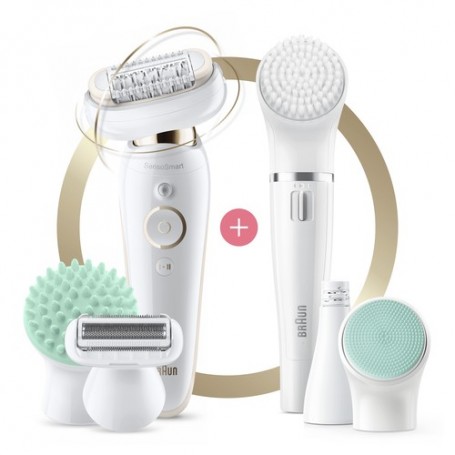 Braun Silk-épil 9 81690190 epilatore 40 pinzette Bianco, Oro (81690190)