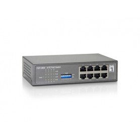 LevelOne FEP-0800 switch di rete Fast Ethernet (10/100) Supporto Power over Ethernet (PoE) Nero, Grigio (FEP-0800)