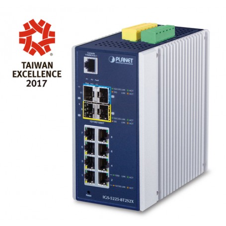 PLANET IGS-5225-8T2S2X switch di rete Gestito L3 Gigabit Ethernet (10/100/1000) Blu, Argento (IGS-5225-8T2S2X)