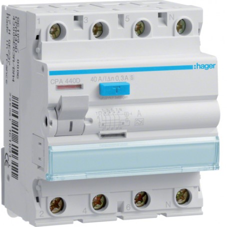 Hager CPA440D interruttore automatico Dispositivo a corrente residua A-type 4 modulo/moduli (CPA440D)