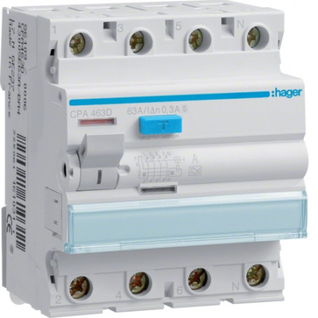Hager CPA463D interruttore automatico Dispositivo a corrente residua S-type 4 modulo/moduli (CPA463D)