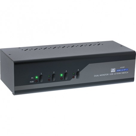 InLine 62644I switch per keyboard-video-mouse (kvm) Nero, Grigio (62644I)