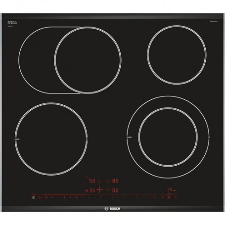 Bosch Serie 8 PKN675DP1D piano cottura Nero, Acciaio inossidabile Da incasso Ceramica 4 Fornello(i) (PKN675DP1D)