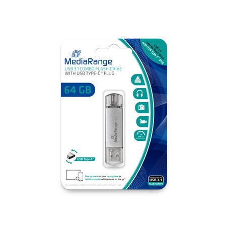 MediaRange MR937 unità flash USB 64 GB USB Type-A / USB Type-C 3.2 Gen 1 (3.1 Gen 1) Argento (MR937)