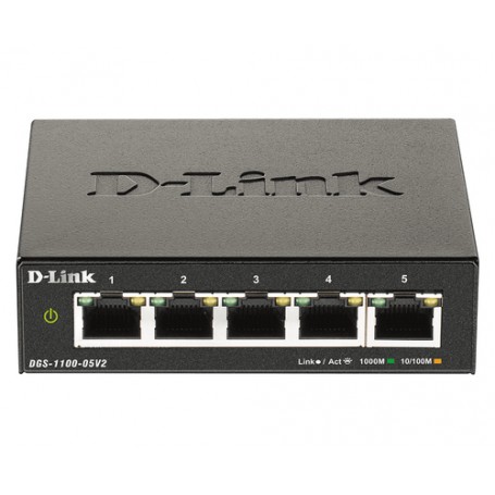 D-Link DGS-1100-05V2 switch di rete Gestito Gigabit Ethernet (10/100/1000) Nero (DGS-1100-05V2/E)