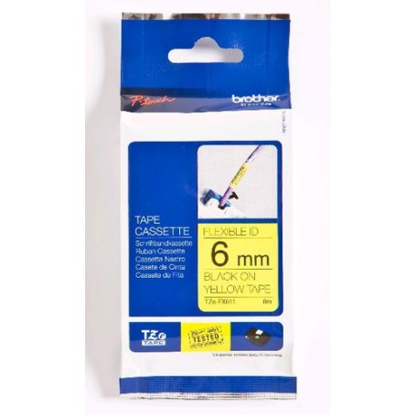 Brother TZe-FX611 nastro per etichettatrice Nero su giallo (TZEFX611)