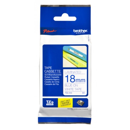Brother TZE-243 nastro per etichettatrice Blu su bianco (TZE243)