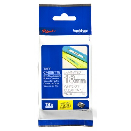 Brother TZe-145 nastro per etichettatrice Bianco su trasparente (TZE145)
