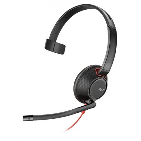 POLY Blackwire 5210 Cuffia Padiglione auricolare Connettore 3.5 mm USB tipo A Nero, Rosso (207577-01)