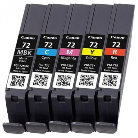 Canon PGI-72 MBK/C/M/Y/R cartuccia d'inchiostro 5 pz Originale Resa standard Ciano, Magenta, Nero opaco, Rosso, Giall (6402B009)