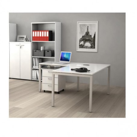 SCRIVANIA- GAMBA MET.140X80 BIANCA (662/3)