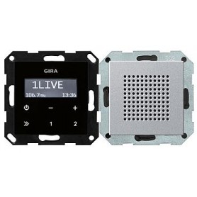 GIRA 228026 radio Orologio Digitale Alluminio, Nero (228026)