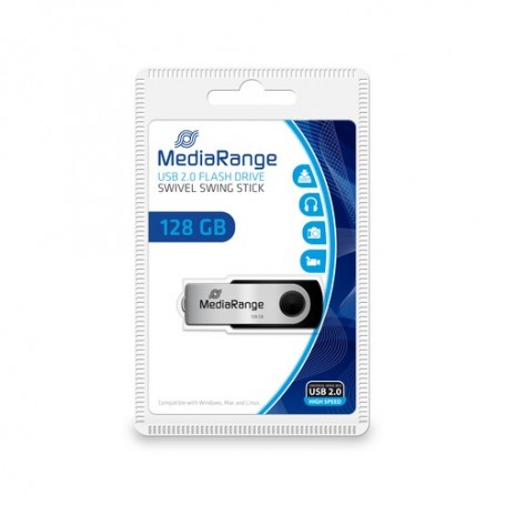 MediaRange MR913 unità flash USB 128 GB USB tipo A 2.0 Nero, Argento (MR913)