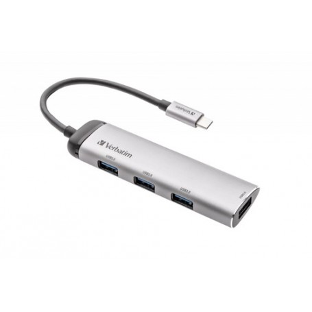 Verbatim 49147 hub di interfaccia USB 3.2 Gen 1 (3.1 Gen 1) Type-C 5000 Mbit/s Nero, Argento (49147)