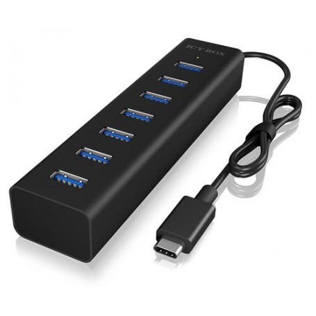 ICY BOX IB-HUB1700-C3 hub di interfaccia USB 3.2 Gen 1 (3.1 Gen 1) Type-C 5000 Mbit/s Nero (IB-HUB1700-C3)