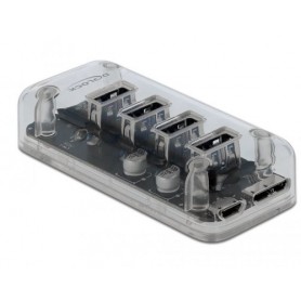 DeLOCK 64087 hub di interfaccia USB 3.2 Gen 1 (3.1 Gen 1) Micro-B 5000 Mbit/s Trasparente (64087)